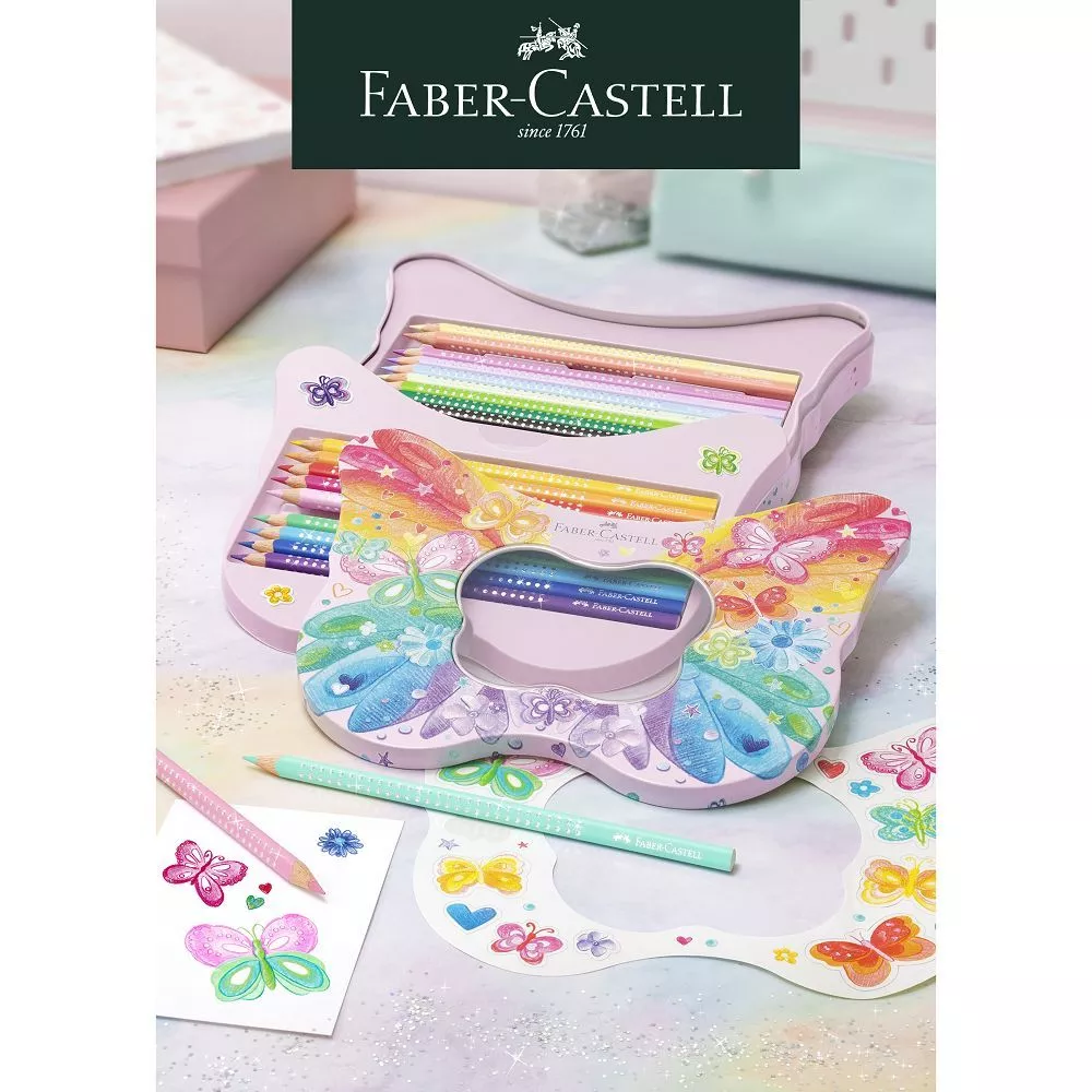 【Faber-Castell】三角點鑽色鉛筆蝴蝶禮盒20色/柔採油性色鉛筆 台灣輝柏✿50B004